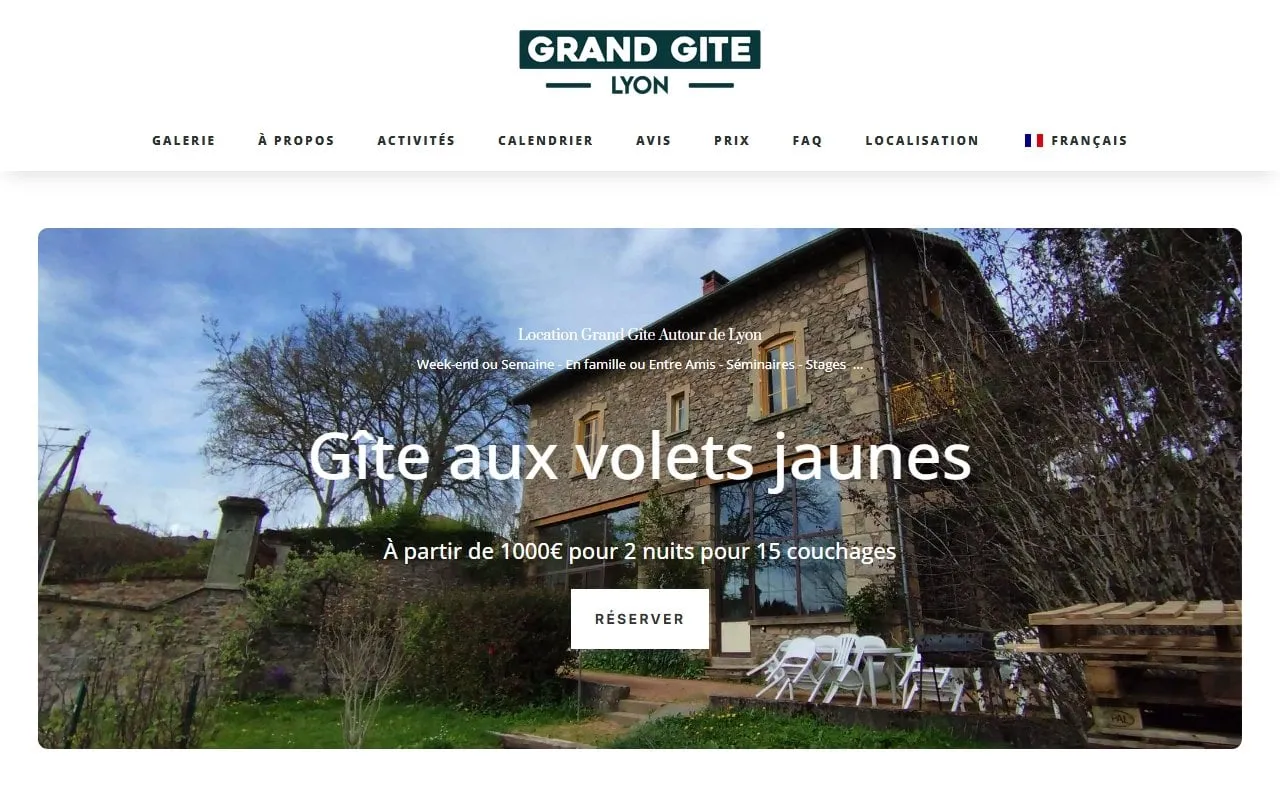 Agence web Lyon — page d'accueil de Grand Gîte Lyon (Saint-Igny-de-Vers (69))