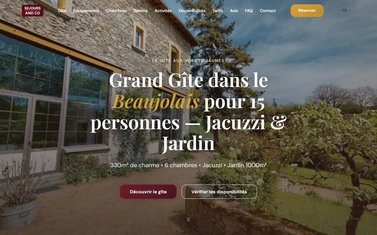 SSL et sécurité Lyon — page d'accueil de Séjours & Co (Beaujolais)