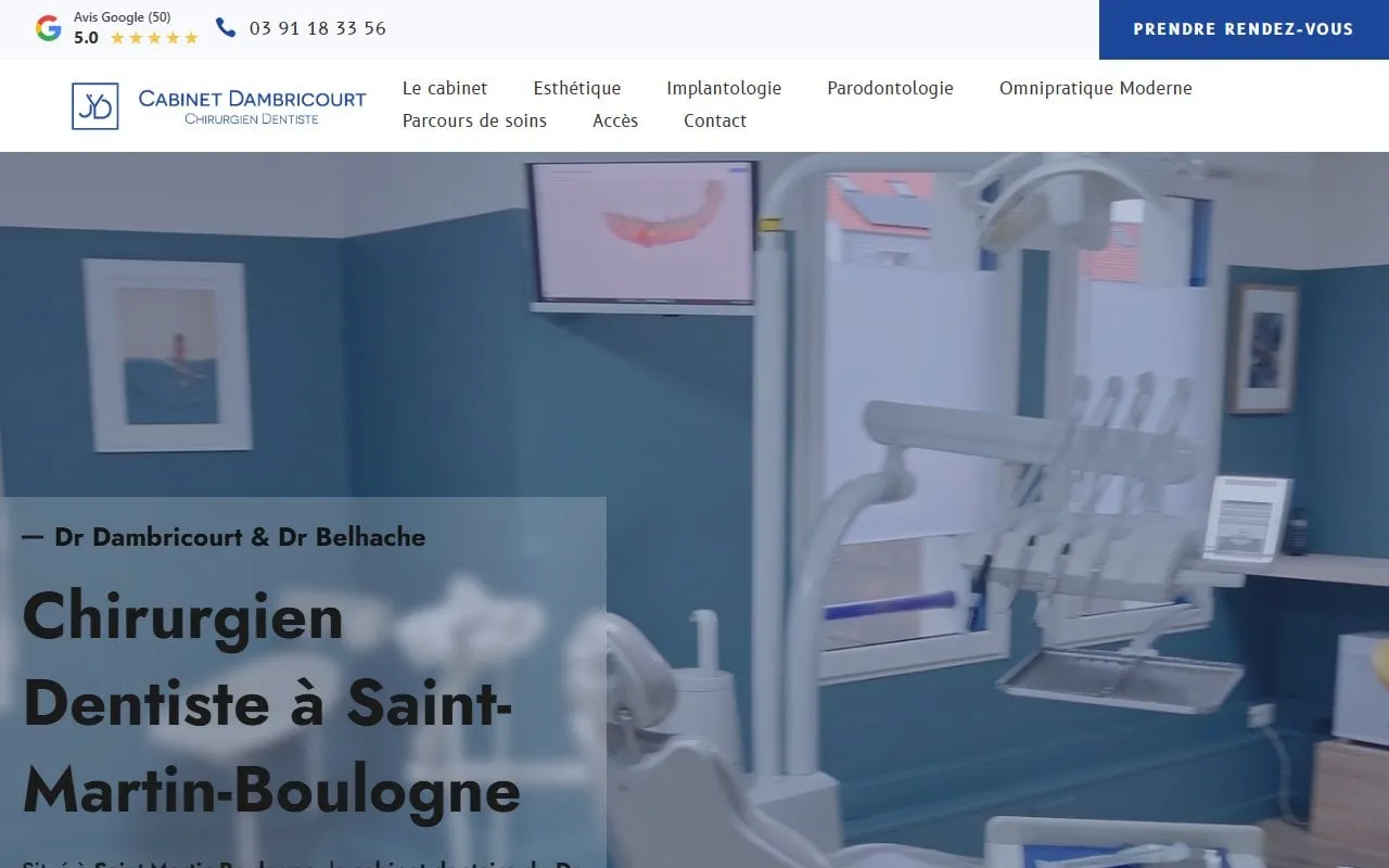 Création de site corporate Lyon — page d'accueil de Cabinet Dambricourt (Saint-Martin-Boulogne (62))