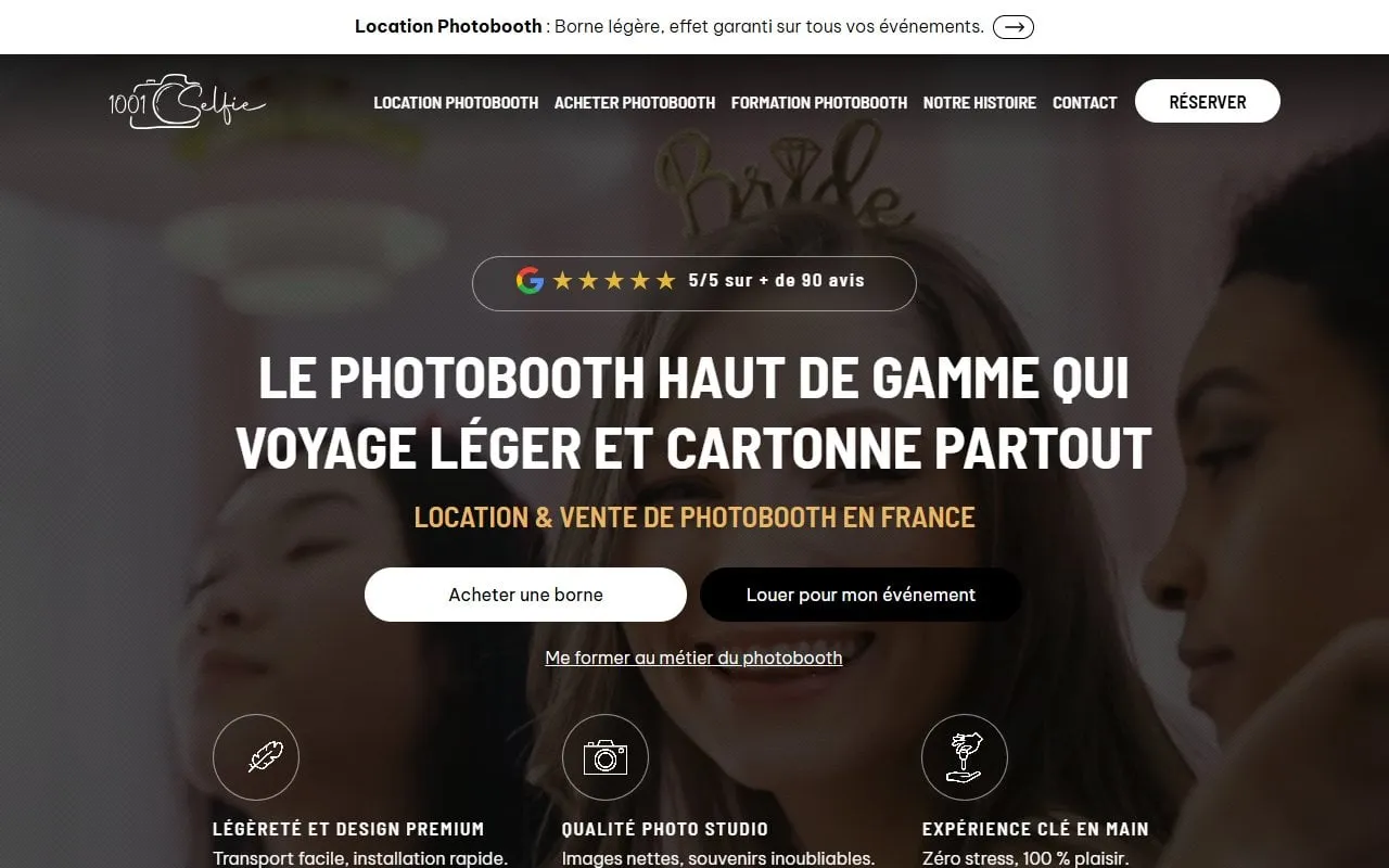 Optimisation performance WordPress Lyon — page d'accueil de 1001 Selfie (Lyon / Rhône-Alpes)