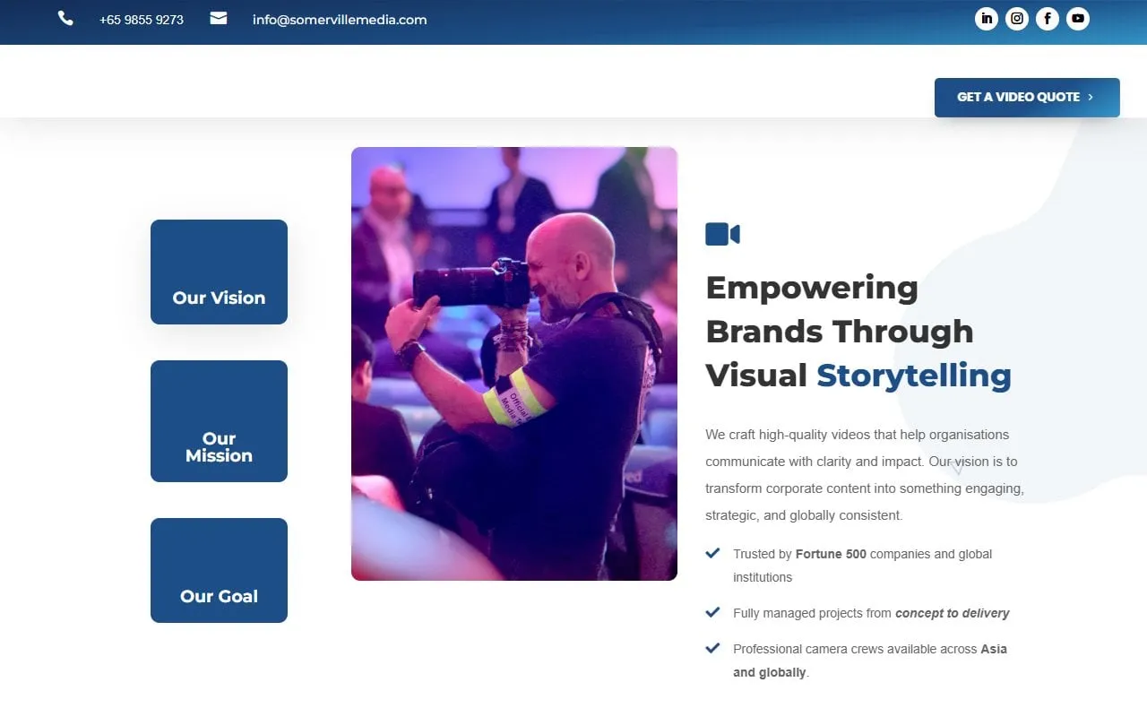 Optimisation performance WordPress Lyon — page d'accueil de Somerville Media (Singapour)