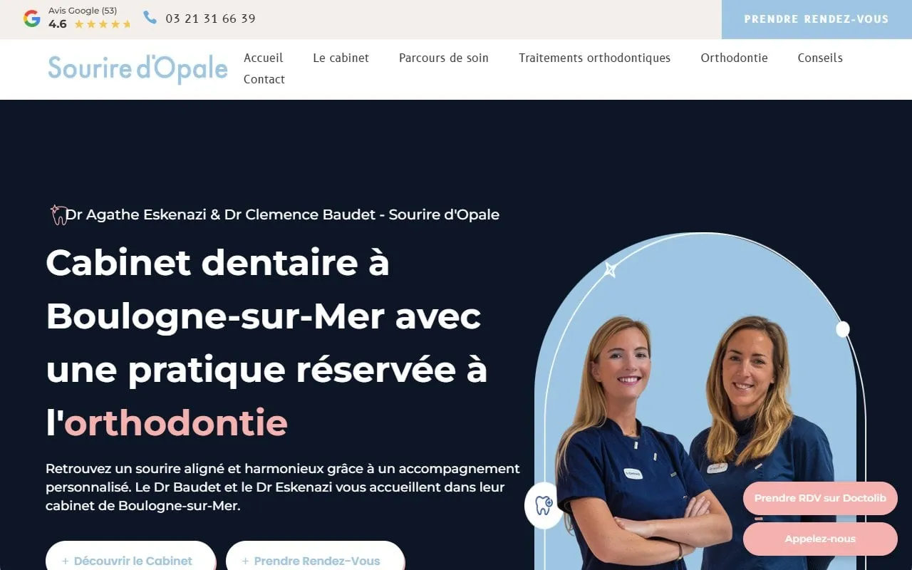 Sécurité WordPress Lyon — page d'accueil de Sourire d'Opale (Côte d'Opale)