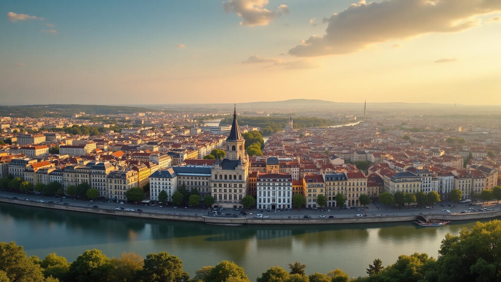 Agence web à Lyon - Vue panoramique Place Bellecour et Fourvière pour création sites internet locaux