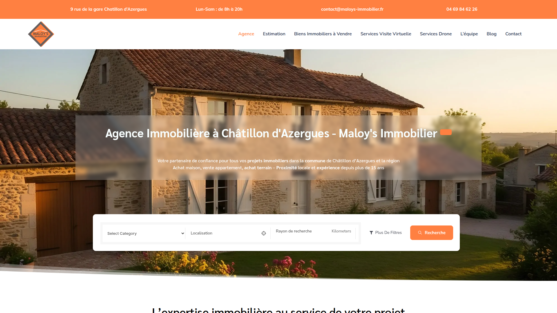 Capture d'écran du projet Maloy's Immobilier - Création site web à Lyon par VKBack