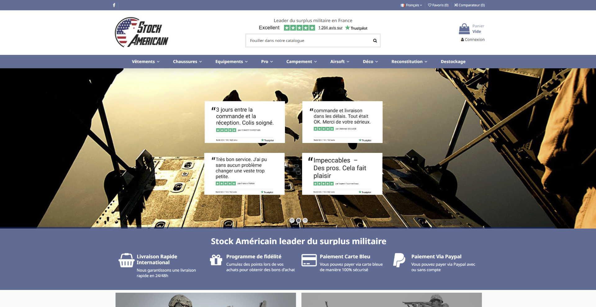 Capture d'écran du projet Stock Américain - Création site web à Lyon par VKBack